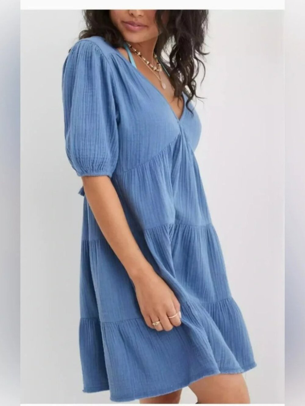 AERIE POOL TO PARTY BOHO GAUZE DRESS SZ L